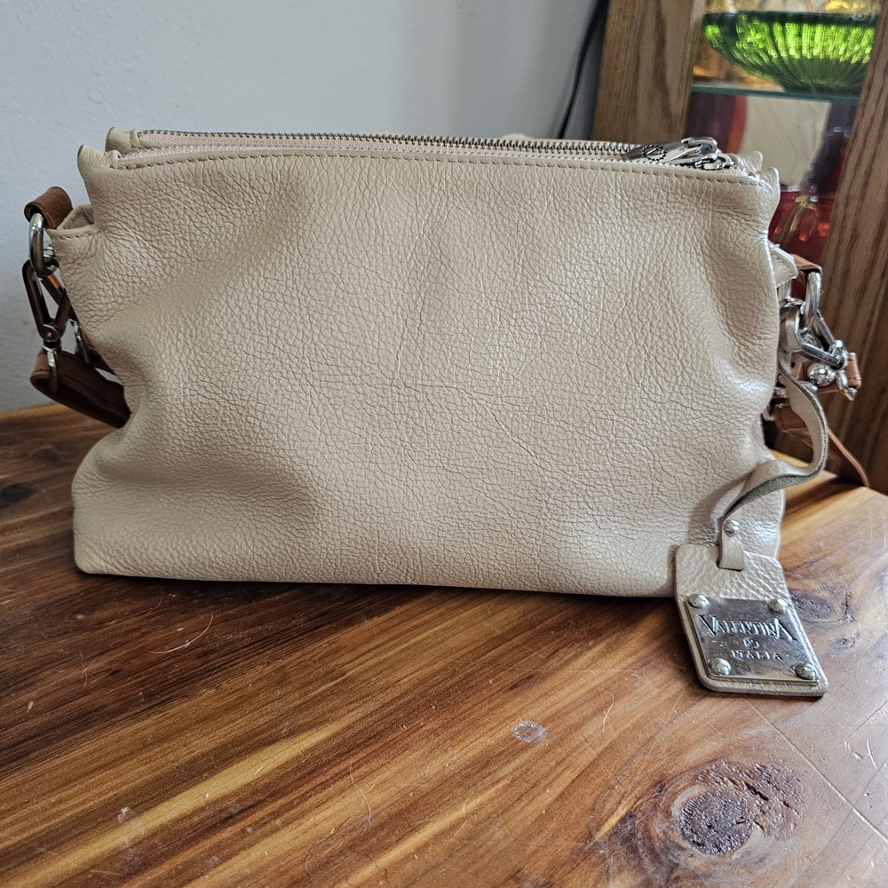Valentina Cream Leather Crossbody Bag